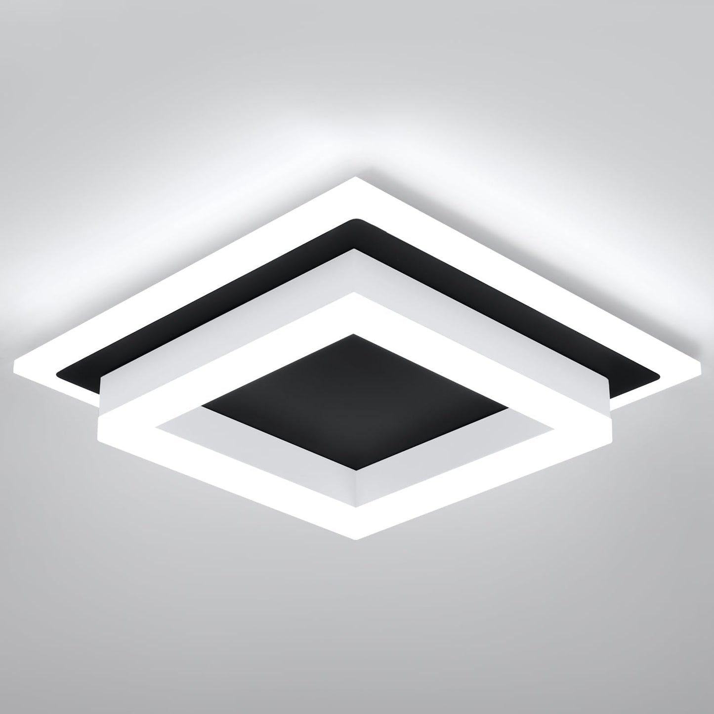 Eidisuny 32W Modern Led Ceiling Light  Small Flush Mount Light Fixture  6000K Cold White Ceiling Lamp  Square Hallway Lighting Fixtures For Living Room Bedroom Bathroom Kitchen (Black  Cold White)