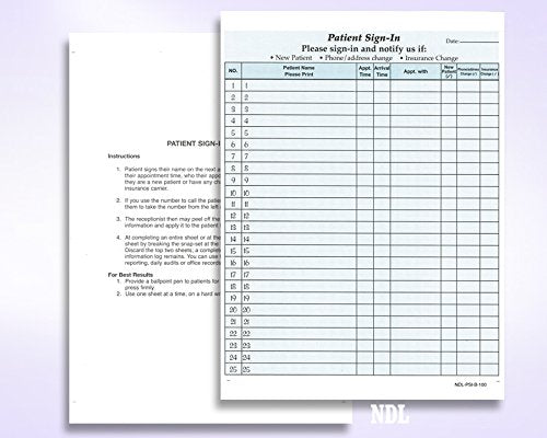 NextDayLabels Patient Sign-in Sheets - HIPAA Compliant, 3-Part Carbonless NCR Forms - 25 Sets, 625 Labels - Confidential Medical, Dental, Health Office Use - Made in USA - Blue