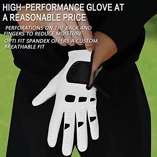 Amy Sport Golf Gloves Men Left Hand Right Handed Golfer 3 Pack with Ball Marker Soft Leather Weathersof Grip Mens Glove Si...