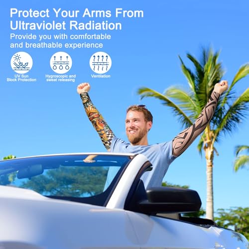 M.K ZIZZYPOP Tattoo Sleeves for Men & Women, Compression Arm Sleeves for UV Protection, Lightweight & Breathable Skin Cover