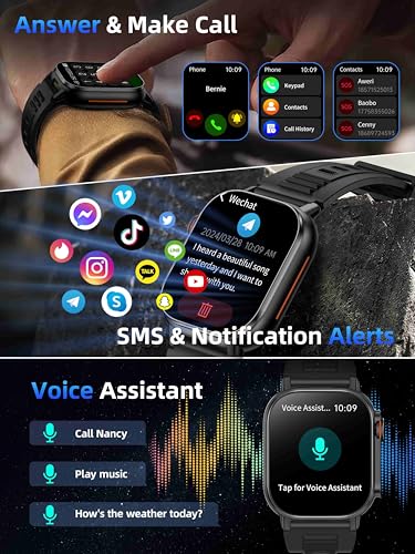 KPEP Military Watches for Men (2 Straps), 2.01" Fitness Tracker Watch with LED Flashlight, 100 Days Battery, Compass, SpO2...