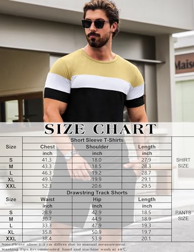 Babioboa Men's Short Sleeve Colorblock T Shirt & Shorts Sweatsuit Set Summer 2 Piece Outfits Casual Athletic Sports Tracksuit