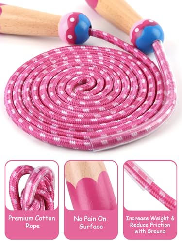 Jump Rope for Kids, Lorvain Adjustable Skipping Rope, Kids Jump Ropes with Wooden Handle for Girls Boys, Weighted Jumping ...