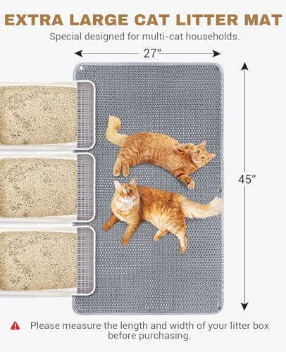 Fostanfly Cat Litter Mat - Extra Large XL 45"x 27" Cat Litter Trapping Mat, Machine Washable Double Layer Design, Urine & ...