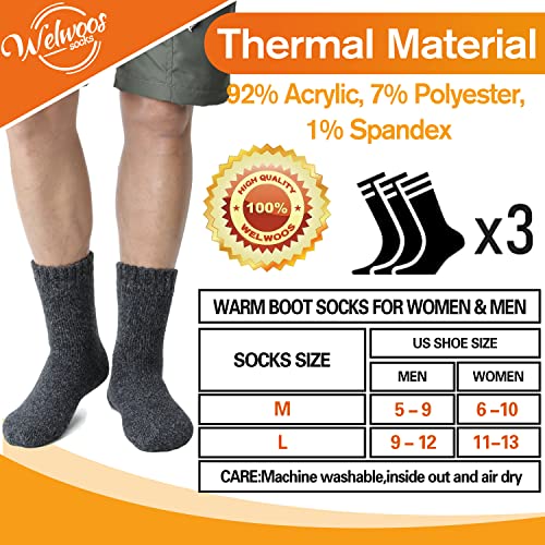 3 Pairs Warm Thermal Socks for Women & Men Winter Ski Thick Boot Insulated Socks for Cold Weather