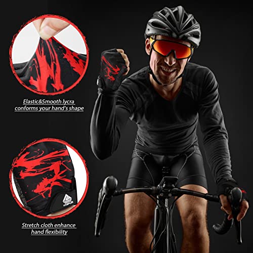 HTZPLOO Bike Gloves for Men Women with Anti-Slip Shock-Absorbing Pad, Light Weight Half-Finger Cycling Gloves