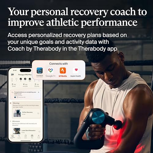 Therabody Theragun PRO Plus - 6-in-1 Deep Tissue Percussion Massage Gun, Handheld Personal Massager for Full Body Pain Rel...