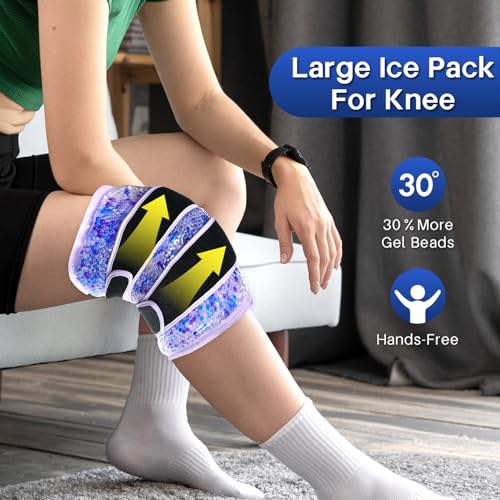 Knee Ice Pack Wrap for Pain Relief Reusable Gel Ice Wrap for Leg Injuries Swelling Knee Replacement Post-Surgery Recovery ...