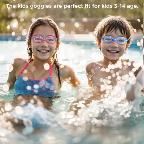Berallo Kids Swim Goggles, 2 Pack Full Protection Swimming Goggles No Leaking Anti-Fog Child Age 3-14