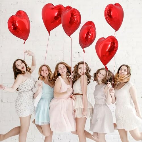 TONIFUL 30Pcs 18 Inch Red Heart Balloons Valentine’s Day Heart Shape Foil Mylar Balloons Decoration for Romantic Valentin...