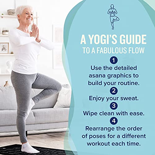 NewMe Fitness Yoga Mat for Women and Men - Large, 5mm Thick, 68 Inch Long, Non Slip Exercise Mats w/ 70 Printed Yoga Poses...