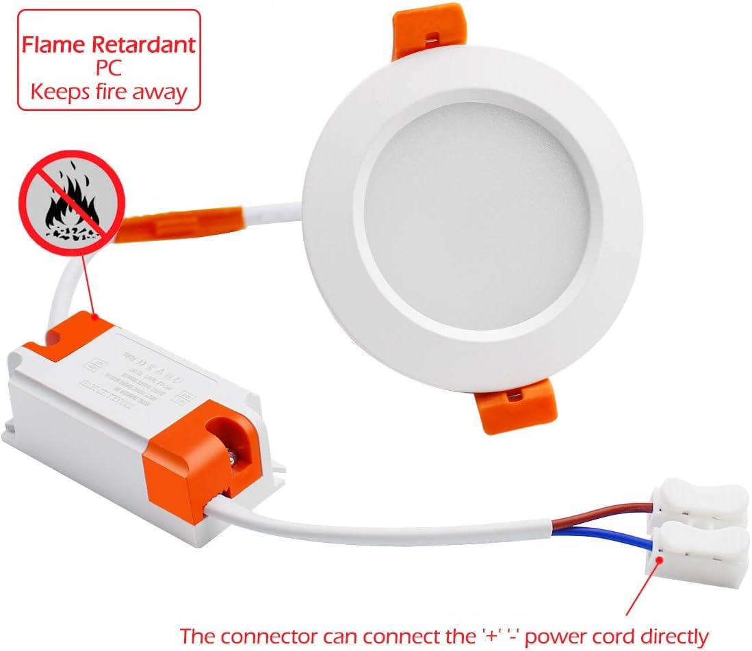 YGS-Tech LED Recessed Lighting Downlight, Dimmable 3W (35W Halogen Equivalent), 2700K Ultra Warm White, 24 Pack, Plastic