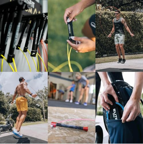 Elite Jumps Adult Core Beaded Jump Rope For Fitness - Workout Jump Rope - Beaded Fitness Skip Rope for Exercise Unbreakabl...