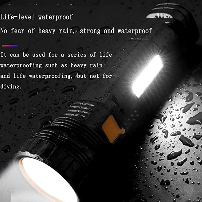 E-SHIDAI 1000 Lumens LED Flashlight, Solar/Rechargeable, Emergency Strobe Light, 2PC, Black, Model 325648795