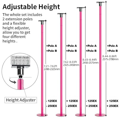 PRIORMAN Height Adjustable Permanent Dance Pole with Fixed Plate Enhanced Safety and Stability for Home Dancing
