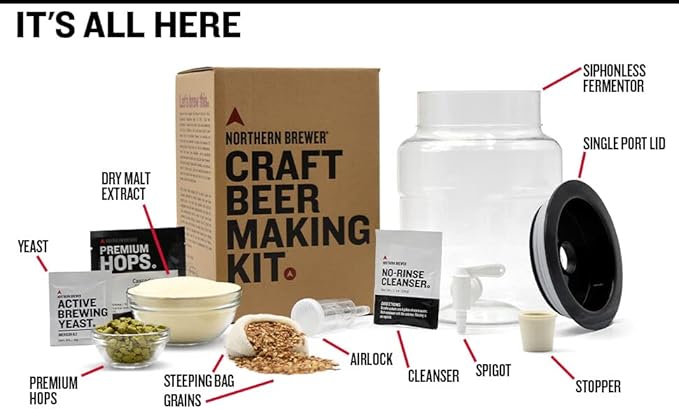 Northern Brewer - Siphonless 1 Gallon Craft Beer Making Starter Kit, Equipment and Beer Recipe Kit (Pale Ale)