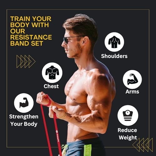 PrimaFit Resistance Bands - Workout, Gym & Pull Up Assistance Bands - Dumbbell Alternative, Stretching - For Men & Women
