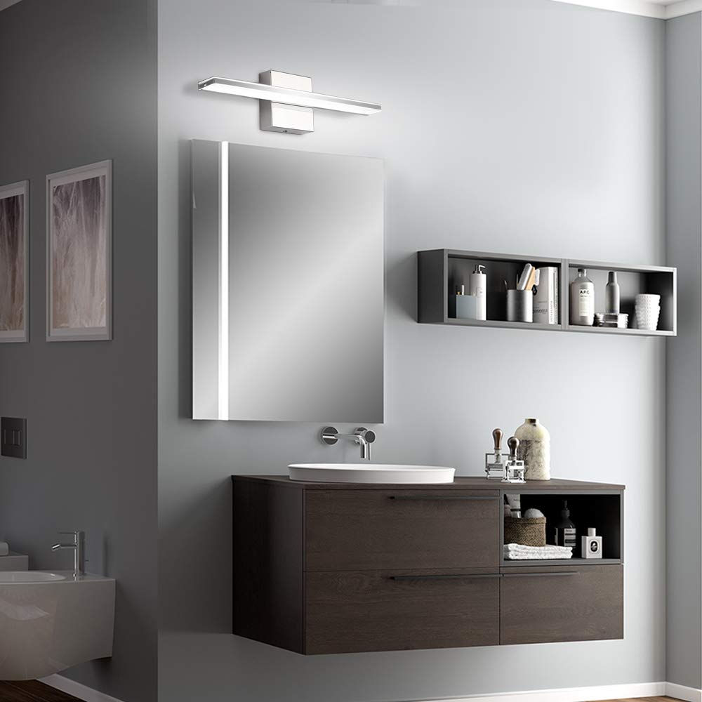 BRIVOLART 16 Inch Chrome LED Vanity Light Bar, 9W Modern Bathroom Fixture, Model 6420, Metal Wall Sconce, Over Mirror Lighting