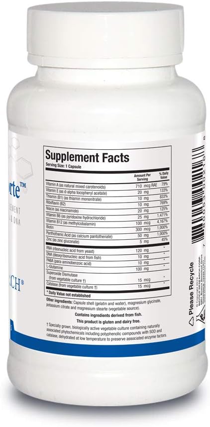 Biotics Research Nuclezyme-Forte – RNA/DNA B-Complex, Supplemental Source of RNA and DNA, Fortified Multivitamin/Mineral Formula 90 Capsules