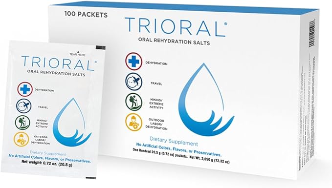 TRIORAL Rehydration Electrolyte Powder – Oral Rehydration Salts for Dehydration – Supports Hydration during Workouts, Flui...