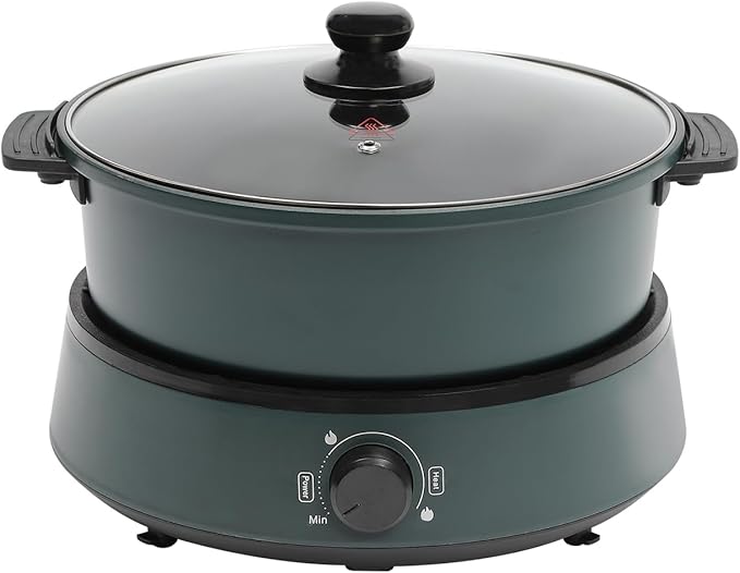 4L/4.2Qt Electric Hot Pot,Portable Electric Pan 1350W,Non-Stick Electric Skillet 1-5 People,Multi-Cooker for Parties, Barbecues,Camping,Travel (Green)