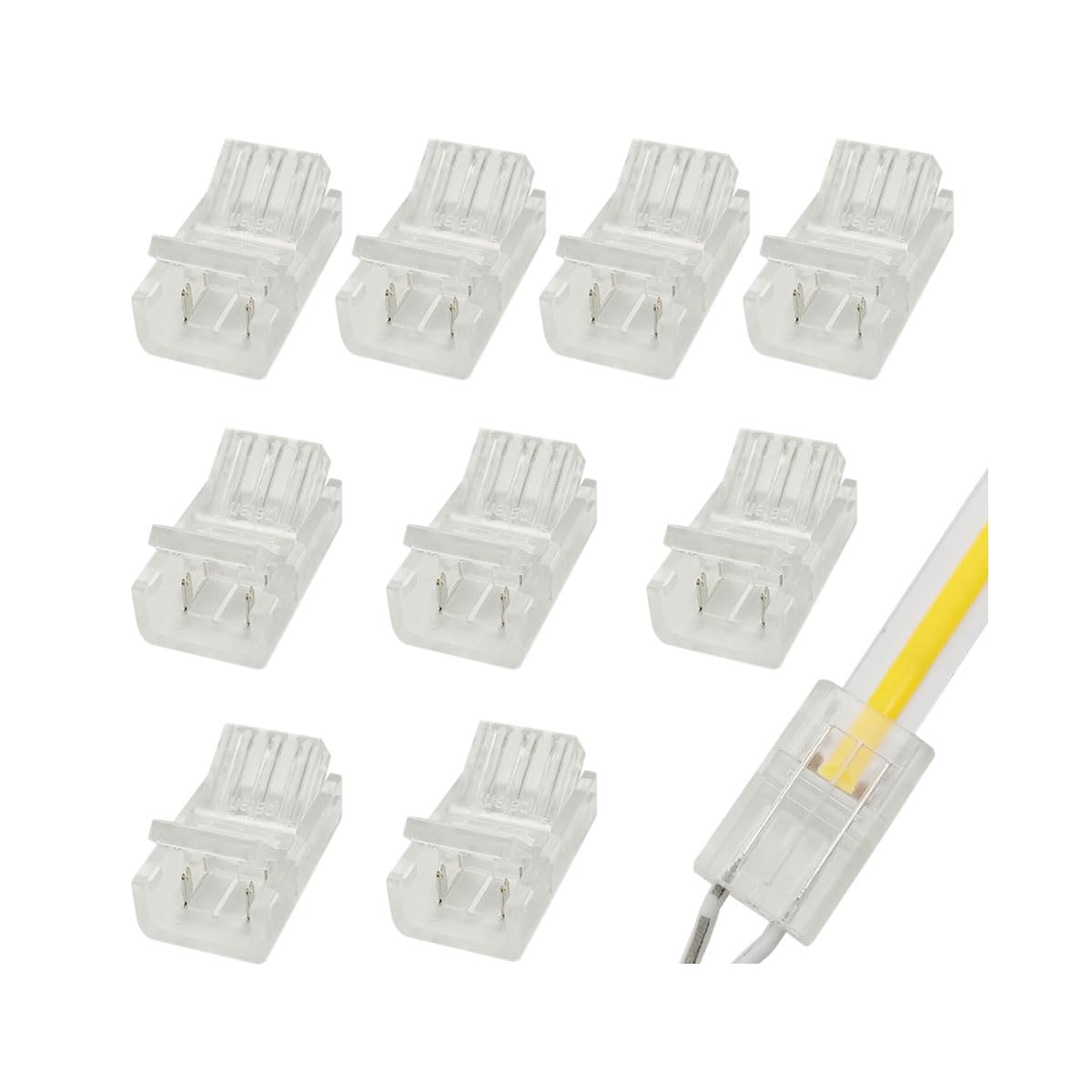 Biantie La 2-Pin COB LED Strip Connector Solderless Adapter Terminal, Model BL-TZ, 12V/24V, Pack of 10