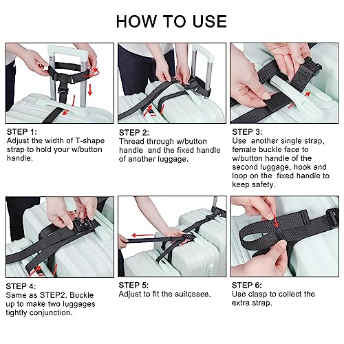 Vigorport Luggage Straps, Straps for Suitcase, Add A Bag Adjustable Attachment Accessories for Connect Your 3 Luggage Toge...