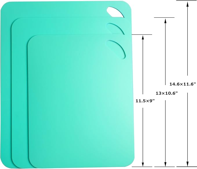 Plastic Flexible Cutting Mats for Kitchen, 3pcs Color Coded Chopping Board Set, Cutting Board Sheet for Kitchen Cooking, Dishwasher Safe （11.5x9"）