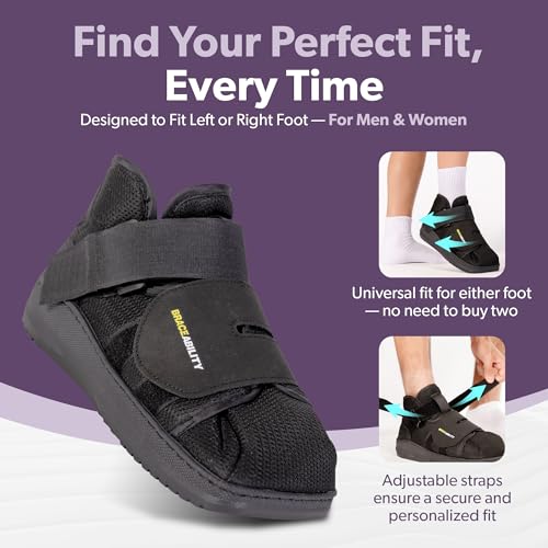 BraceAbility Closed Toe Medical Walking Shoe - Lightweight Broken Toe Cast Boot, Fractured Foot Brace for Metatarsal Stres...
