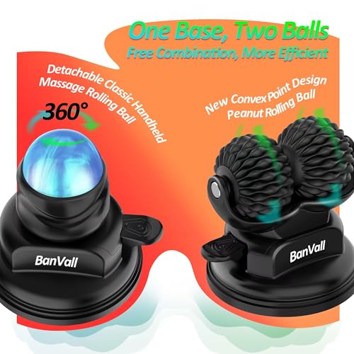 BanVall Roller Massage Ball Set for Myofascial Release,Muscles Deep Tissue Massage,Lymphatic Drainage,Wall Mountable Sucti...