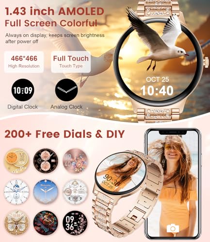 LIGE Fitness Smart Watches for Women(Answer/Make Call), 1.43" AMOLED Android Smart Watch with Heart Rate Monitor/Sleep Tra...