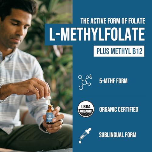L Methyl Folate 15mg Plus Methyl B12 Cofactor – Organic Berry Flavor, High Potency Liquid Sublingual Active 5-MTHF Form - ...