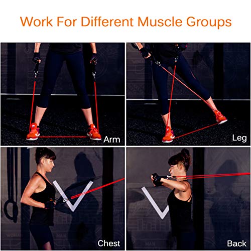 Resistance Bands Set, Workout Bands with Handles, Door Anchor, Ankle Straps and Carry Bag, Exercise Bands for Shape Body a...