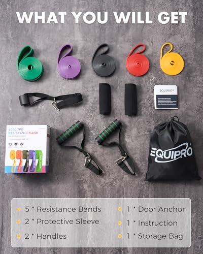 Equipro Resistance Bands, Exercise Bands, Resistance Bands for Working Out with Handles and Door Anchor, Workout Bands for...