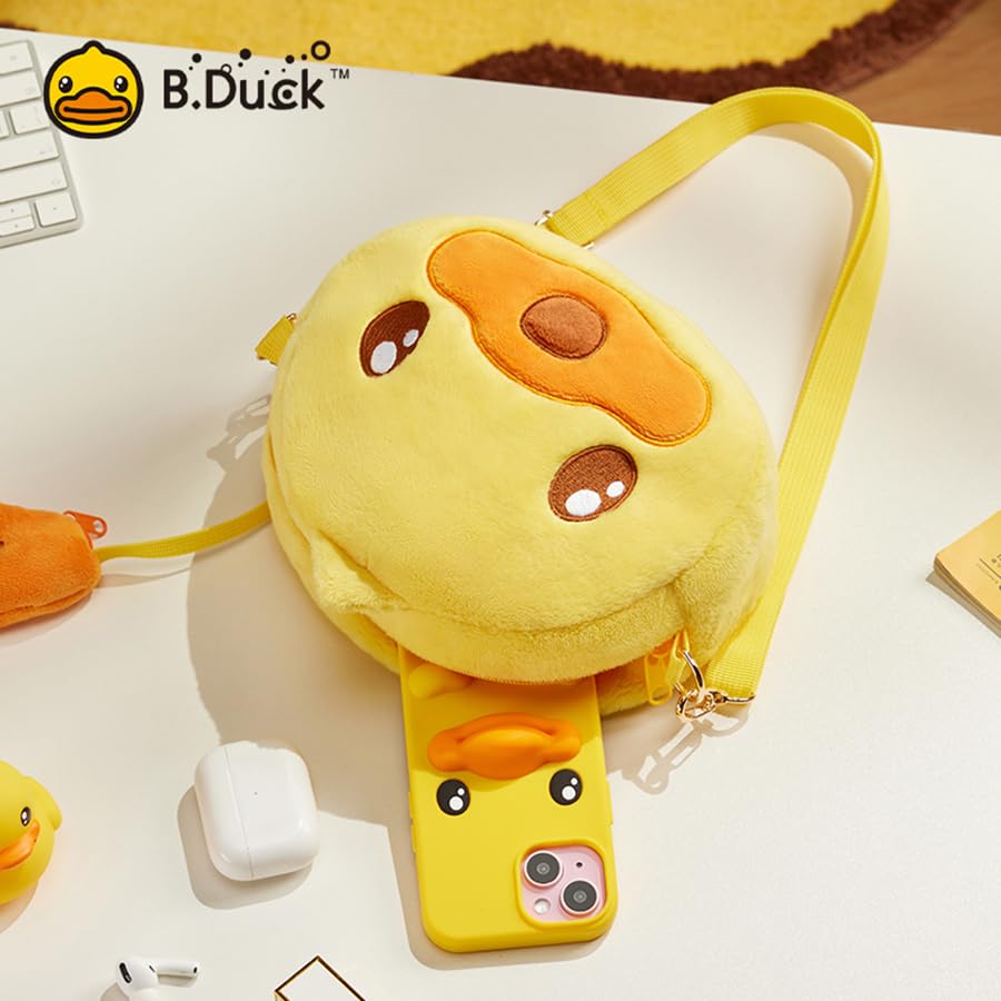 B.DUCK Plush Crossbody Bags Kawaii Handbag Cute Duck Shoulder Bag Toy Purse for Gifts (2-in-1 Duck)