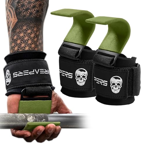 Gymreapers Weight Lifting Hooks (Pair), Heavy Duty Power Wrist Straps Hand Grip Support For Deadlifts, Pull Ups, Shrugs - ...
