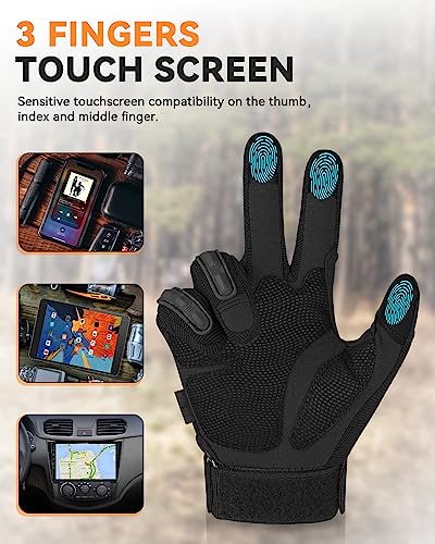 KUMGIM Tactical Gloves for Men, Motorcycle Military Combat Gloves Black Airsoft Gloves Touchscreen for Airsoft Outdoor Hun...