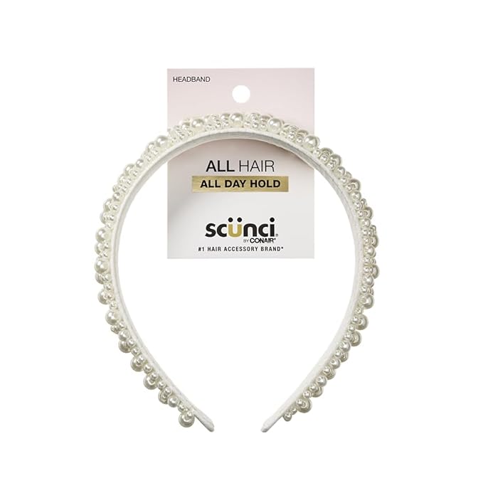 CONAIR Scunci Pearl Headband - ideal for all occasions- fashionable and trendy nonslip head band- hair accessories for wom...