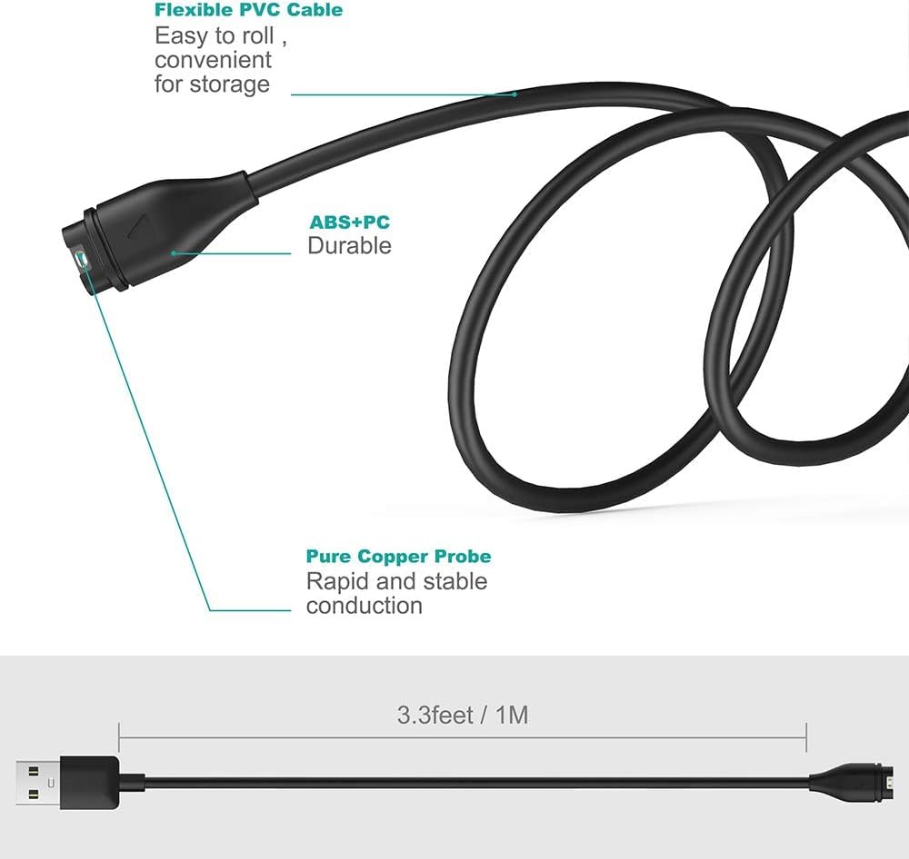 Charger Cable Compatible For Garmin Fenix 8/Fenix 7 7S 7X/Fenix 5 5S 5X/Fenix 6 6S 6X Plus Pro Charger Replacement Usb Data Char