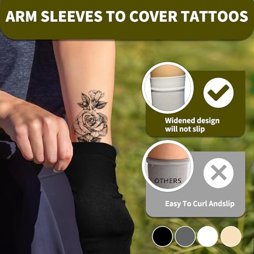 VNLEXMC 4 Pairs Arm Sleeves to Cover Arms for Men & Women,UV Sun Protection,Cooling Sports Compression,Tattoo Cover Up Sleeve