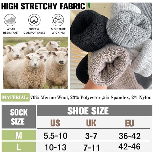 EBMORE Merino Wool Slouch Boot Socks Thermal Warm Winter Thick Scrunch Cozy Crew Socks for Women 4 Pairs