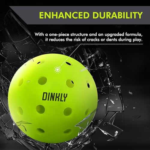 Dinkly Pickleball Balls, Outdoor Pickleballs USAPA Approved, Enhanced Durability Pickle Ball with Roto-Molded & Seamless D...