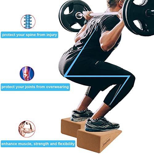 Squat Wedge Block Non-Slip Slant Board Calf Stretcher, 2pcs Ankle Knee Leg Stretcher, Heavy Duty Incline Ramp for Heel Ele...