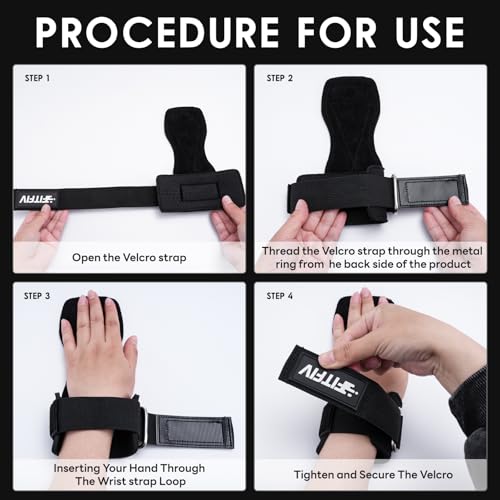 FITFIV Weight Lifting Wrist Strap, Double Leather Weightlifting Wrist Straps for Gym Strength Training, Neoprene Padded Wr...