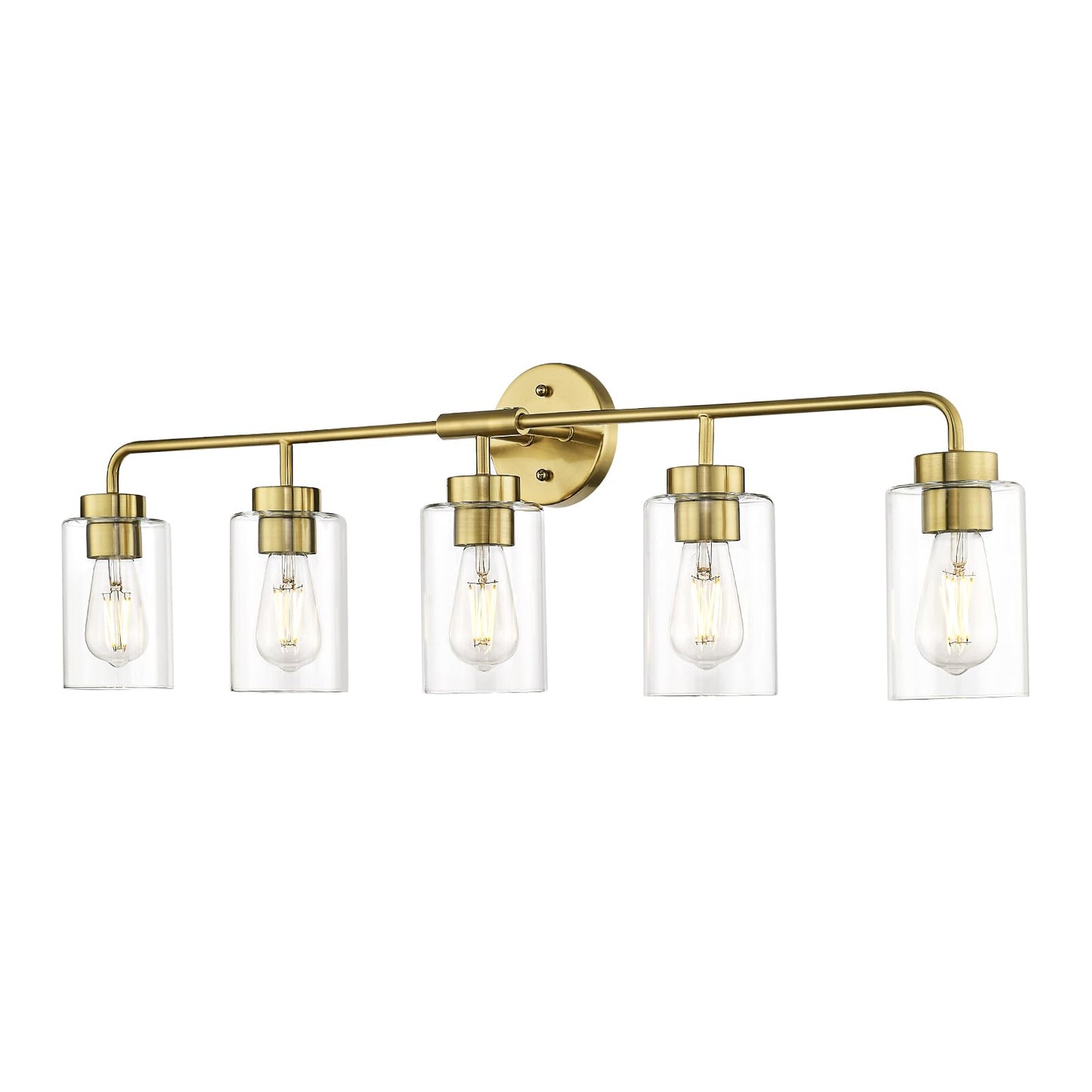 Zeyu 5 Light Sconces Wall Lighting  37 Inch Bathroom Vanity Light Fixtures  Brushed Gold Finish  Clear Glass Shade  Zs62B-5W Bg