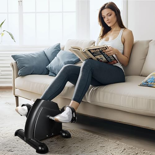 Mini Exercise Bike, himaly Under Desk Bike Pedal Exerciser Portable Foot Cycle Arm & Leg Peddler Machine with LCD Screen D...
