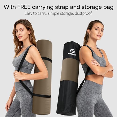 Yoga Mat Non Slip NBR Extra Thick Yoga Mat, 72"L x 32"/24"W x 0.6"/0.4"TH (185cm x 80cm/61cm x 15mm/10mm), Anti-Tear Exerc...