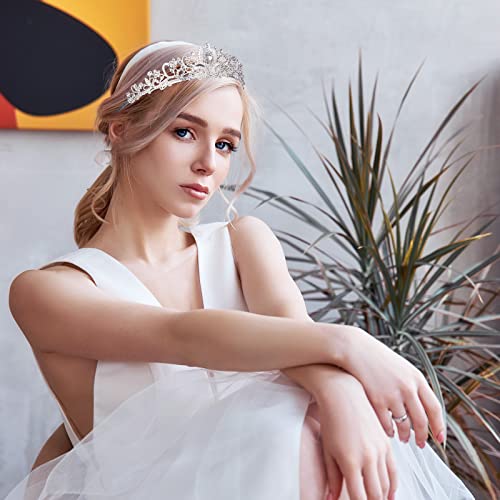 BBTO 10 Pcs Crystal Tiara and Crowns for Women Girls Princess Rhinestone Crown Queen Headbands with Combs Bride Tiaras for...