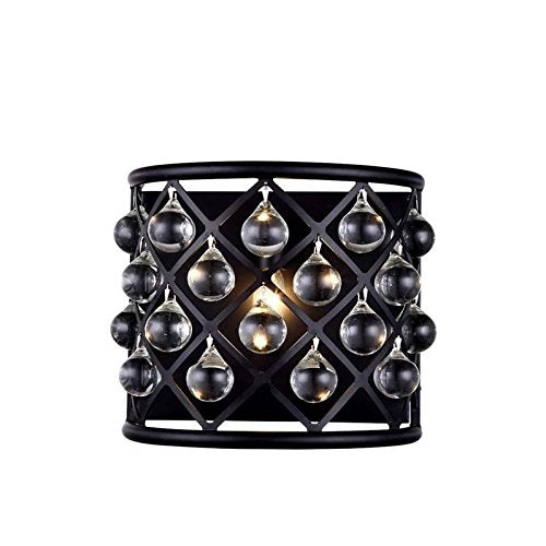 Elegant Lighting 1-Light Wall Sconce, 11.5in Width x 10.5in Height, Mocha Brown Finish, Crystal, Model 1213W11MB/RC