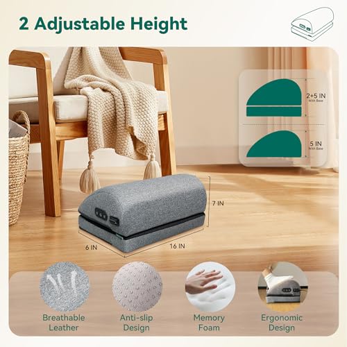 Snailax Heated Foot Rest Under Desk at Work, FSA Eligble Desk Foot Stool with Heat & Vibration Massage, Adjustable Height,...